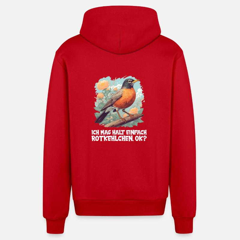 Robin Rotkehlchen - Veste à capuche bio décontractée fabriquée en UE - rouge