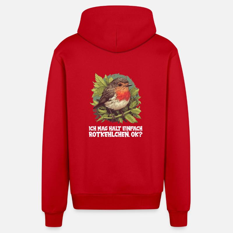 Robin Rotkehlchen - Veste à capuche bio décontractée fabriquée en UE - rouge
