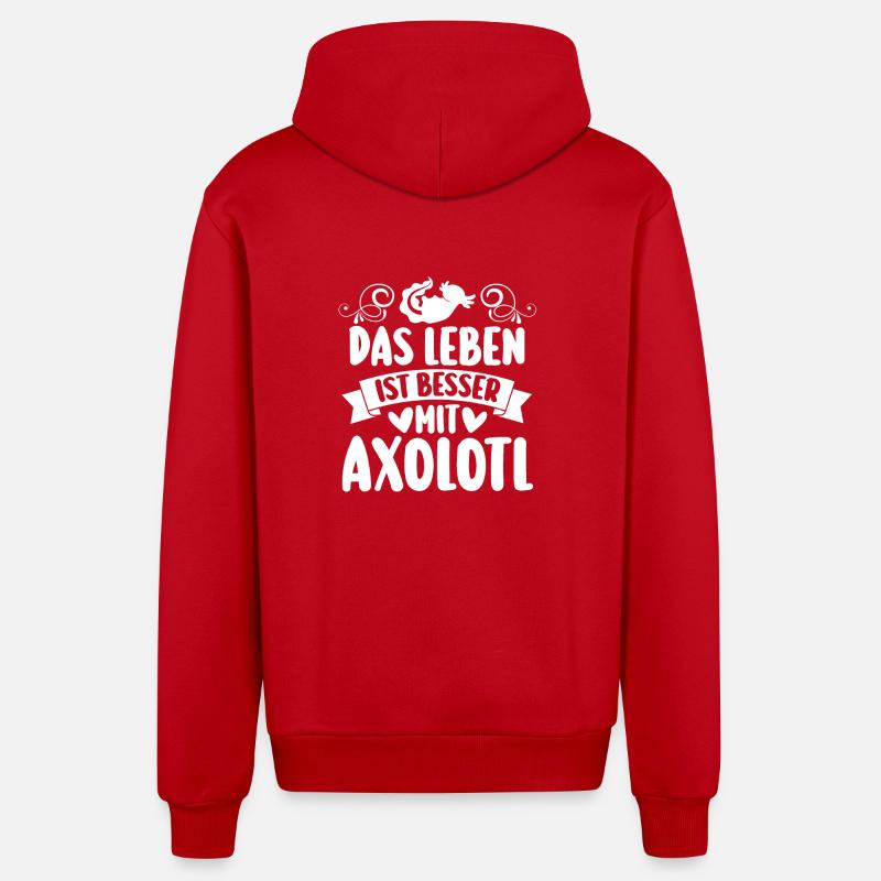 Axolotl - Veste à capuche bio décontractée fabriquée en UE - rouge