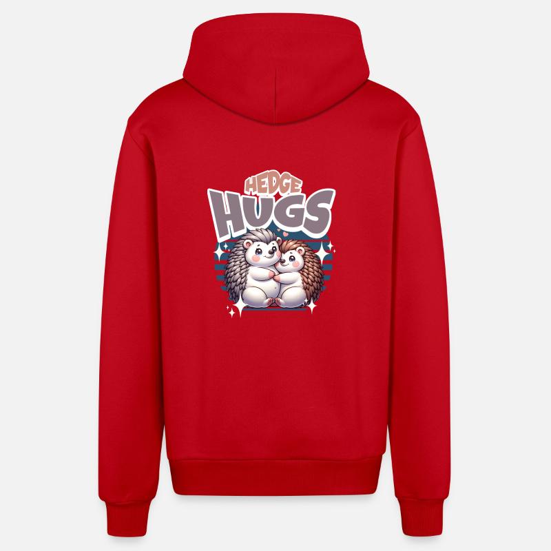 Câlins de hérisson - Veste à capuche bio décontractée fabriquée en UE - rouge