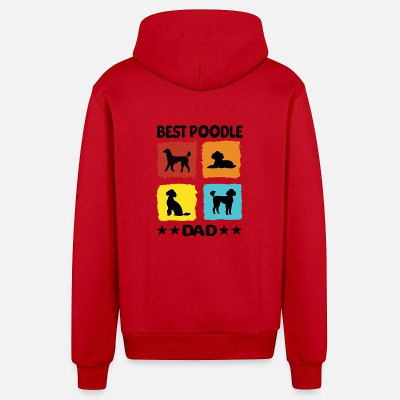 Meilleur papa caniche - Veste à capuche bio décontractée fabriquée en UE - rouge