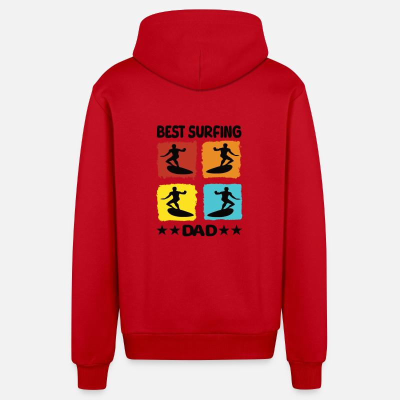 Meilleur papa surfeur - Veste à capuche bio décontractée fabriquée en UE - rouge