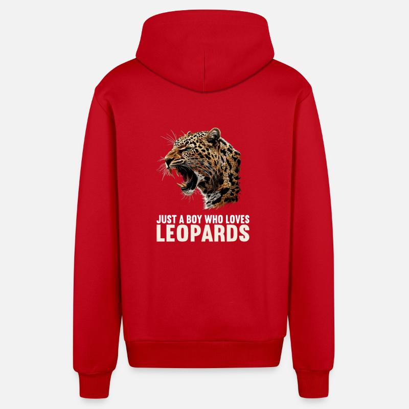Léopard léopard - Veste à capuche bio décontractée fabriquée en UE - rouge