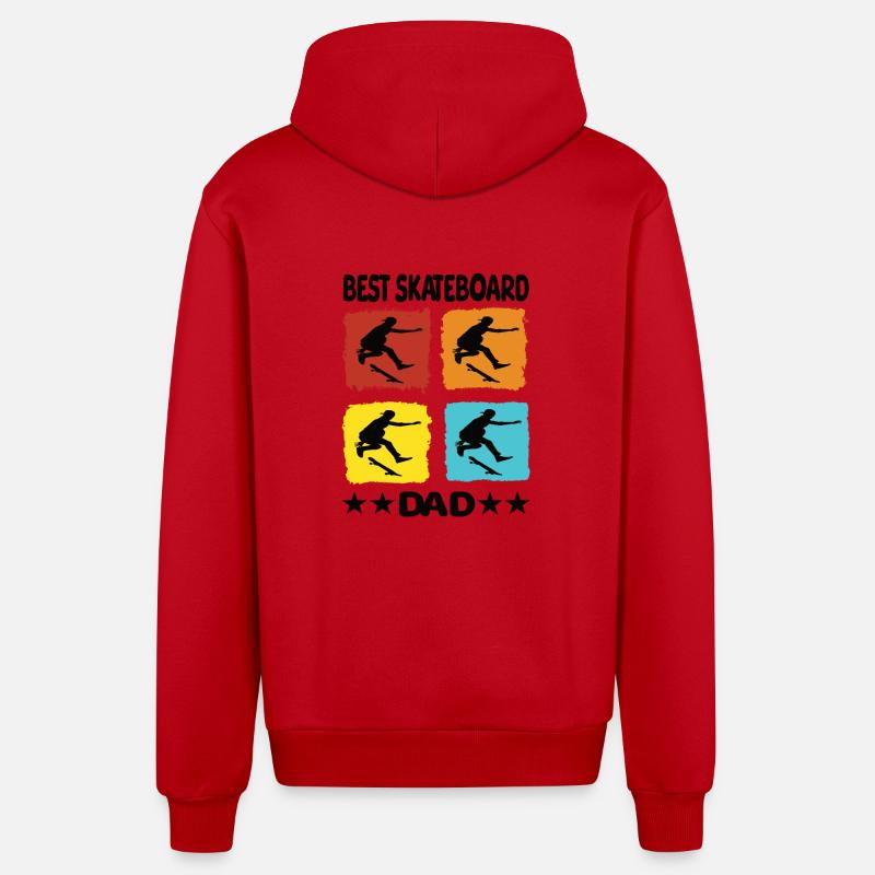 Meilleur papa de skateboard - Veste à capuche bio décontractée fabriquée en UE - rouge