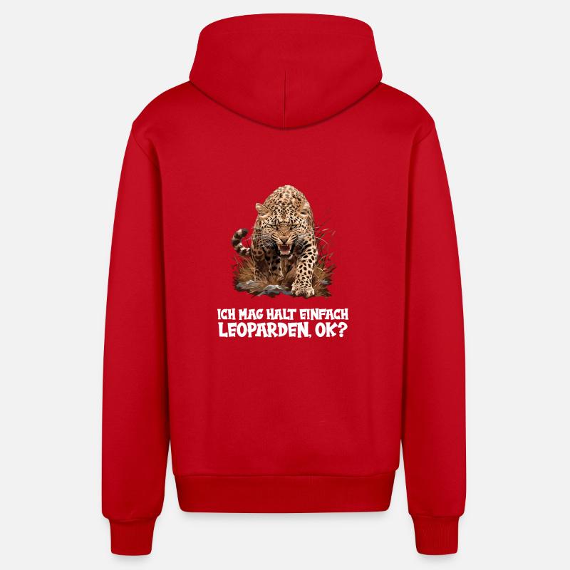 Léopard léopard - Veste à capuche bio décontractée fabriquée en UE - rouge