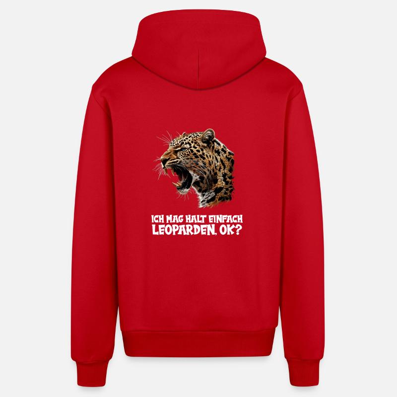 Léopard léopard - Veste à capuche bio décontractée fabriquée en UE - rouge