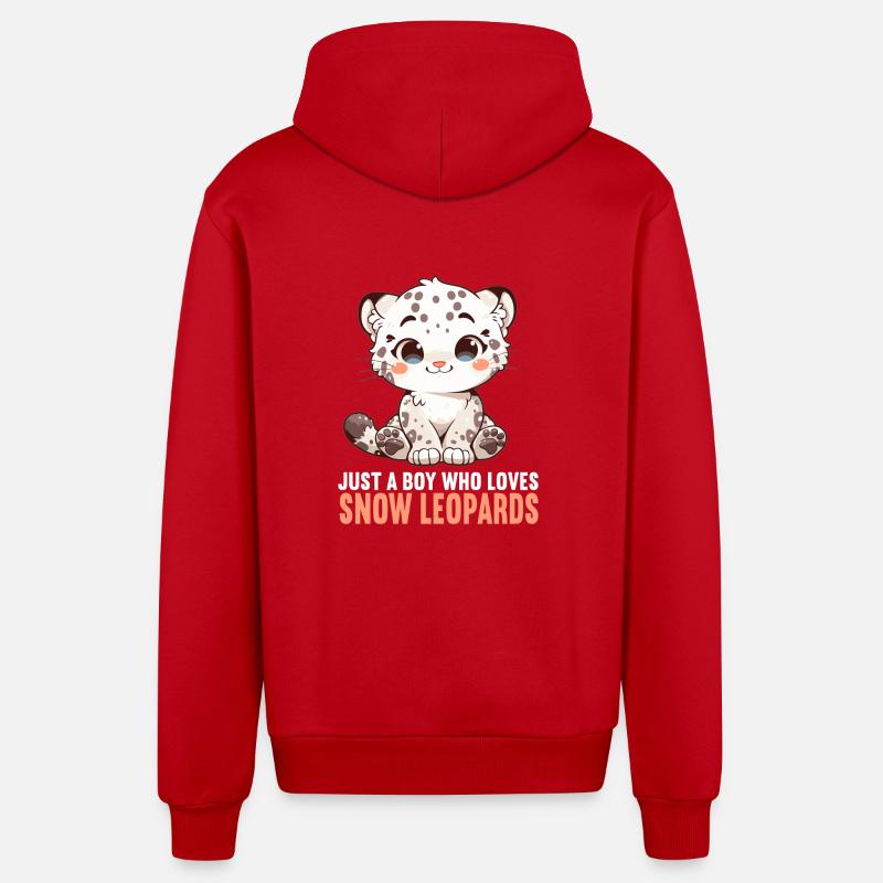 Léopard des neiges Schneeleoparden Schneeleopard - Veste à capuche bio décontractée fabriquée en UE - rouge