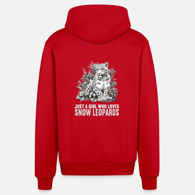 Léopard des neiges Schneeleoparden Schneeleopard - Veste à capuche bio décontractée fabriquée en UE - rouge
