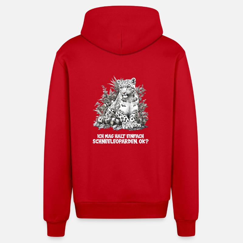 Léopard des neiges Schneeleoparden Schneeleopard - Veste à capuche bio décontractée fabriquée en UE - rouge