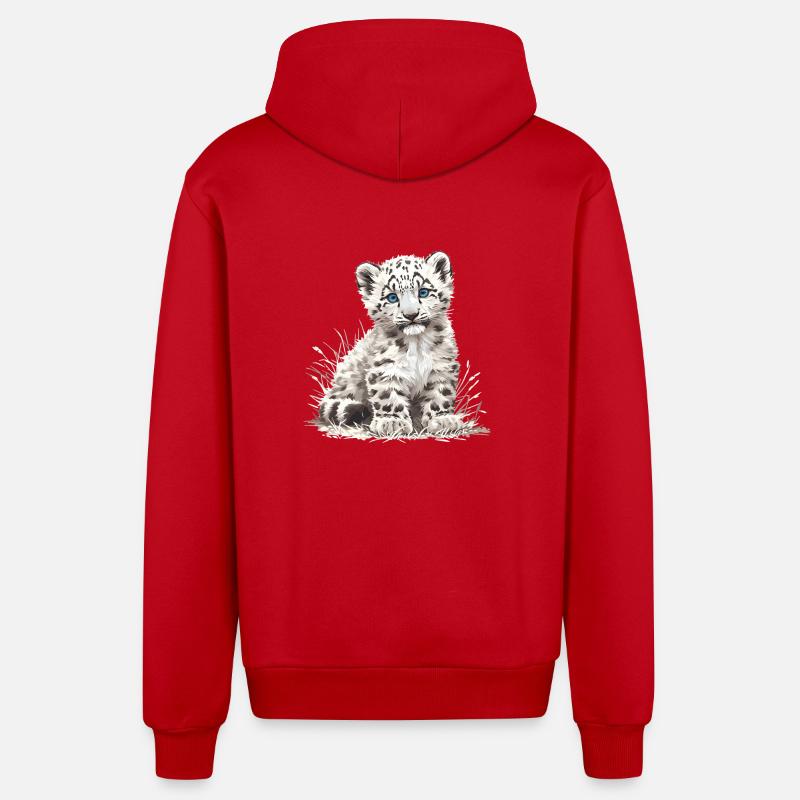 Snow Leopard Schneeleoparden Schneeleopard - Organic Relaxed Hooded Jacket Made in EU - red
