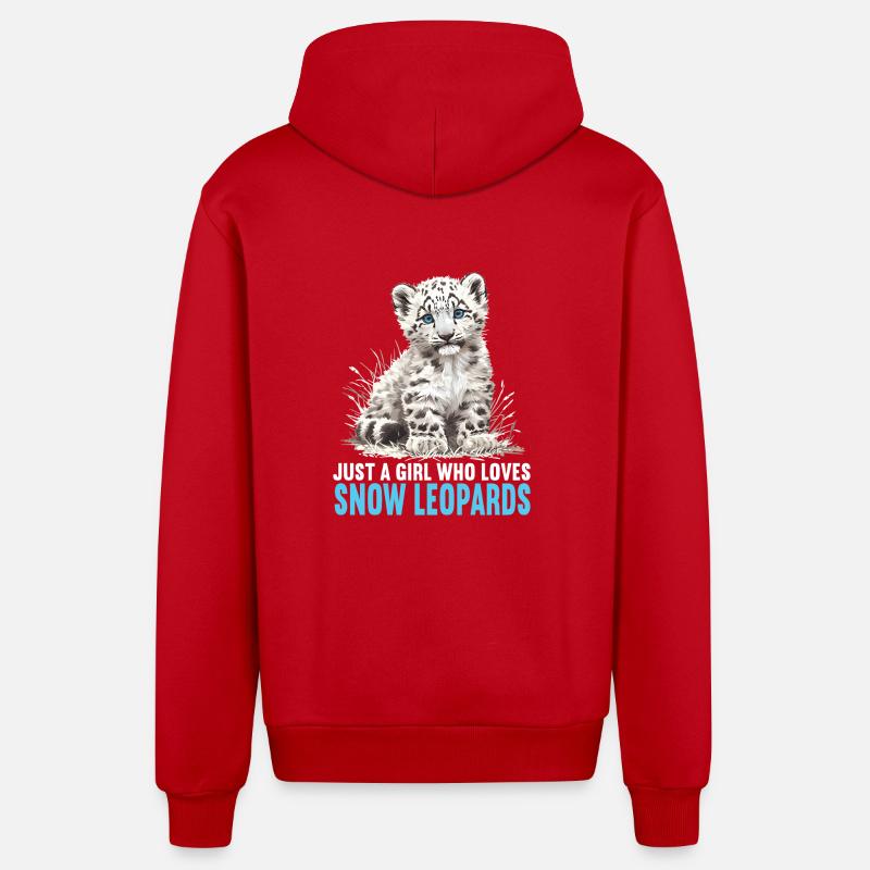 Léopard des neiges Schneeleoparden Schneeleopard - Veste à capuche bio décontractée fabriquée en UE - rouge