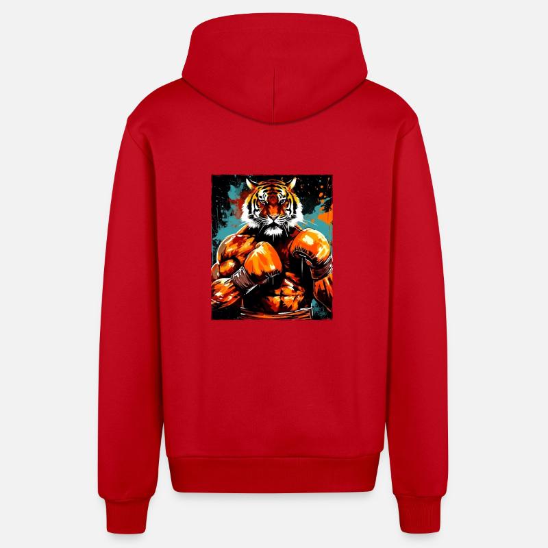 Tiger Boxer Boxen - Organic Relaxed Kapuzenjacke Made in EU - Rot