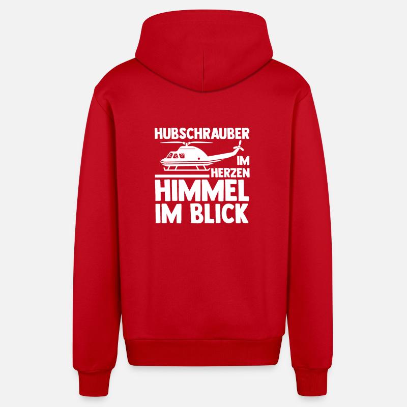 Pilot Helikopter Hubschrauber - Organic Relaxed Kapuzenjacke Made in EU - Rot