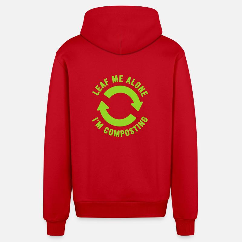 Feuille-moi seul je composte - Veste à capuche bio décontractée fabriquée en UE - rouge