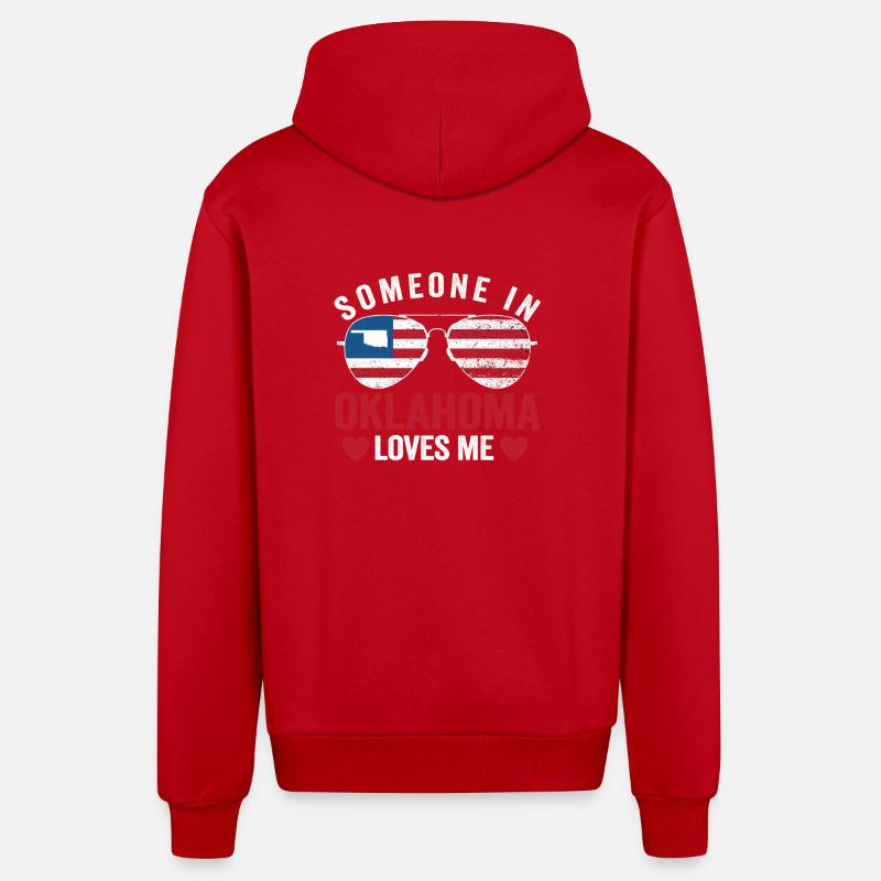 Quelqu’un dans l’Oklahoma m’aime - Veste à capuche bio décontractée fabriquée en UE - rouge
