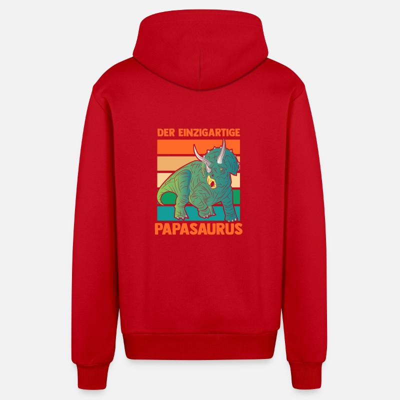 Papa Père Dino Dinosaure Papasaurus - Veste à capuche bio décontractée fabriquée en UE - rouge