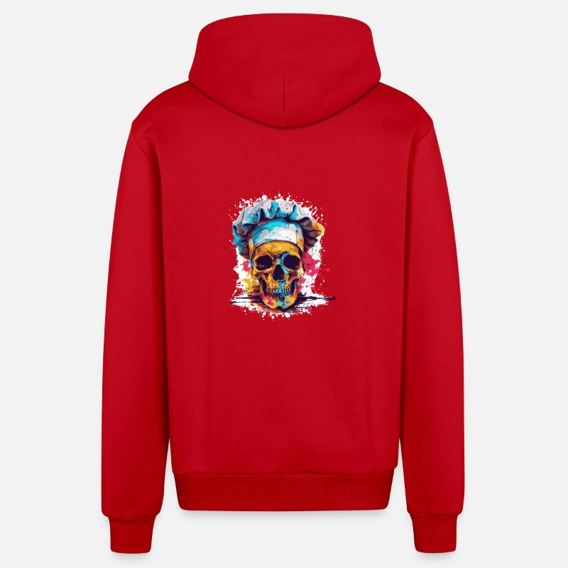 Crâne de chef - Veste à capuche bio décontractée fabriquée en UE - rouge