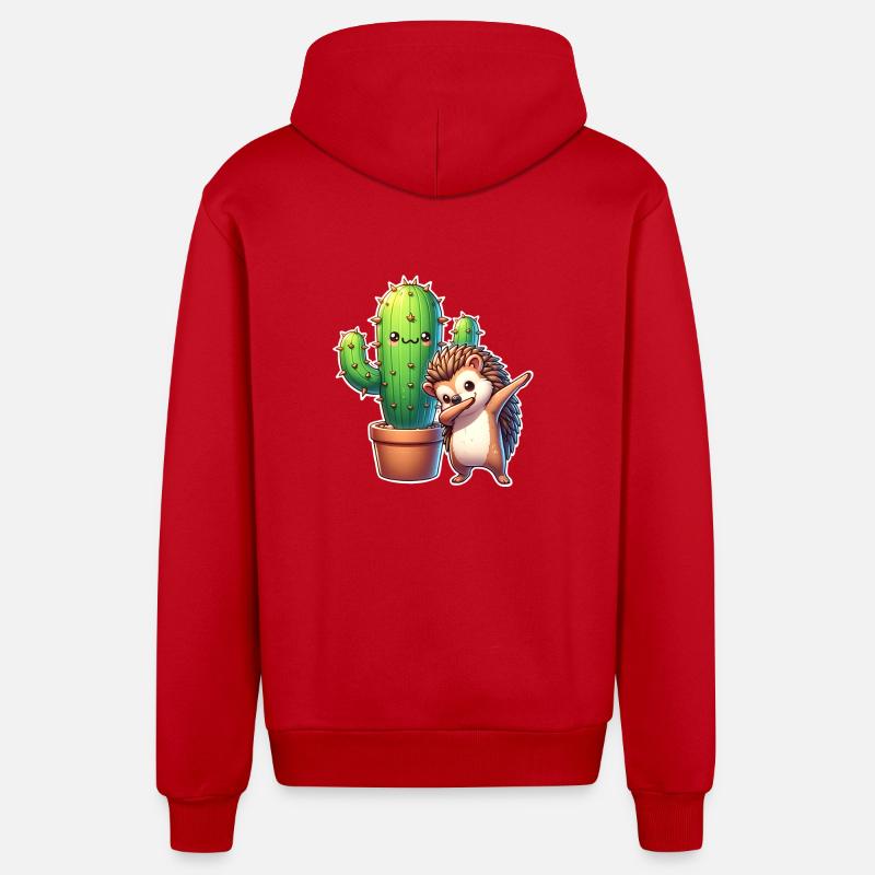 Cactus hérisson - Veste à capuche bio décontractée fabriquée en UE - rouge