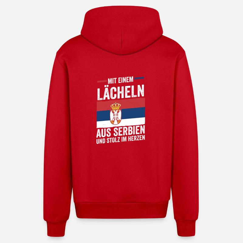 Serbe Serbe Serbie - Veste à capuche bio décontractée fabriquée en UE - rouge