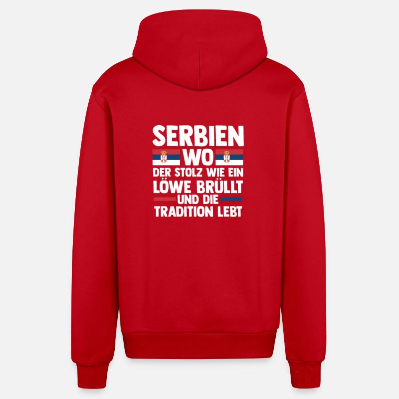 Serbe Serbe Serbie - Veste à capuche bio décontractée fabriquée en UE - rouge