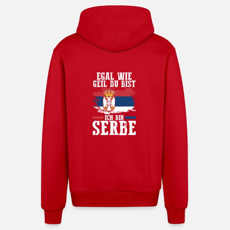Serbe Serbe Serbie - Veste à capuche bio décontractée fabriquée en UE - rouge