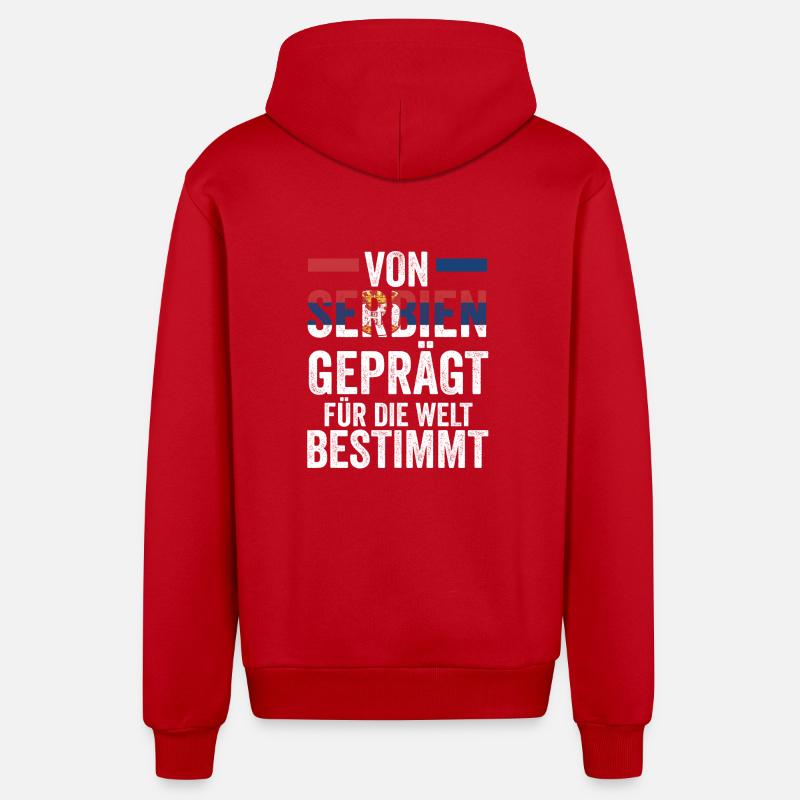 Serbe Serbe Serbie - Veste à capuche bio décontractée fabriquée en UE - rouge