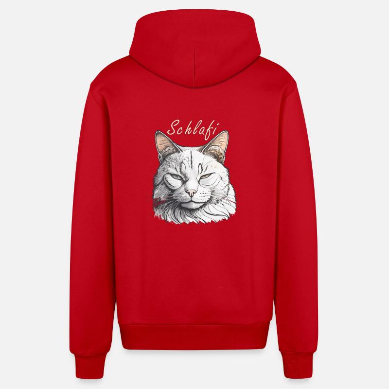 CAT Schlafi - Veste à capuche bio décontractée fabriquée en UE - rouge