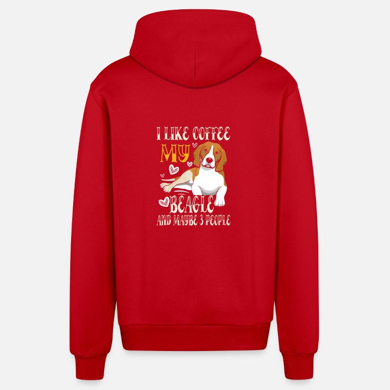 Café Beagle - Veste à capuche bio décontractée fabriquée en UE - rouge