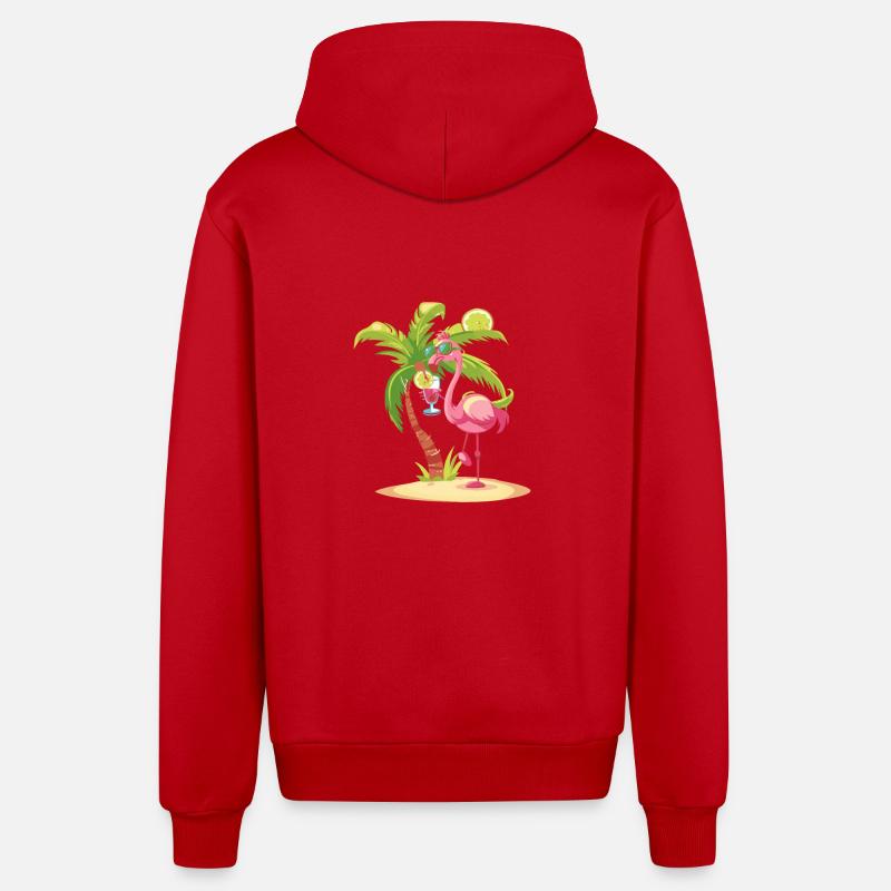 Flamingo Sommer Strand Comic - Organic Relaxed Kapuzenjacke Made in EU - Rot