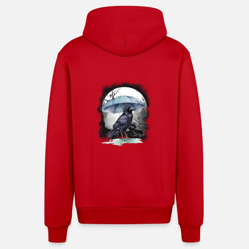 mystical crow crows raven raven - Organic Relaxed Hooded Jacket Made in EU - red