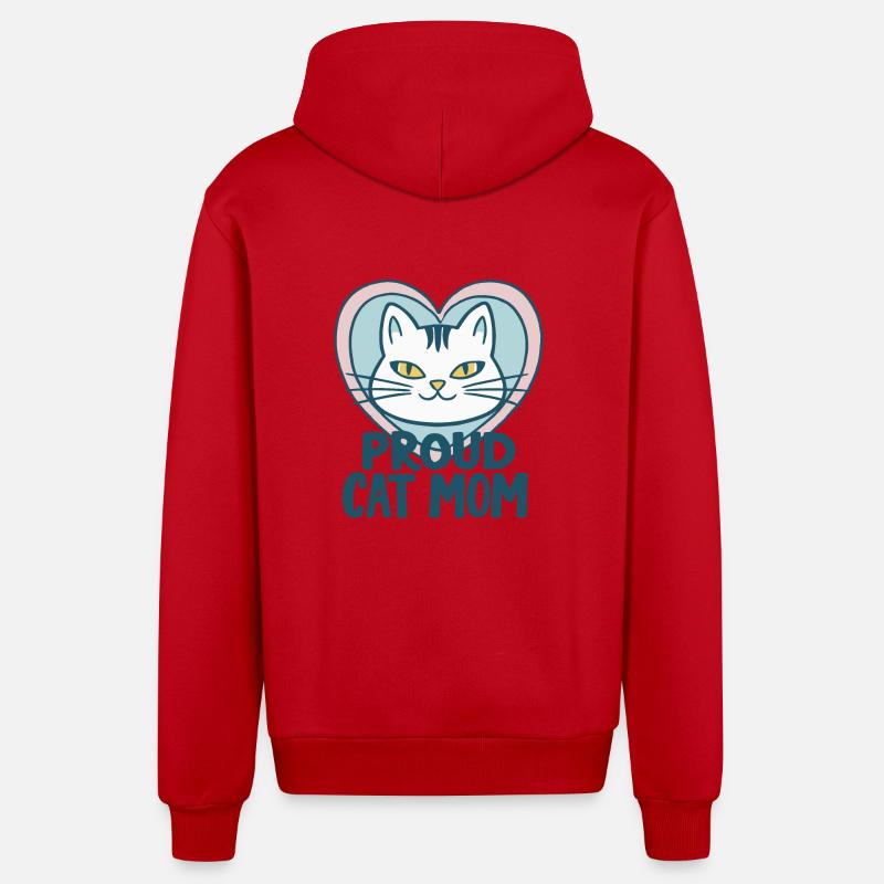 FIÈRE MAMAN CHAT - Veste à capuche bio décontractée fabriquée en UE - rouge