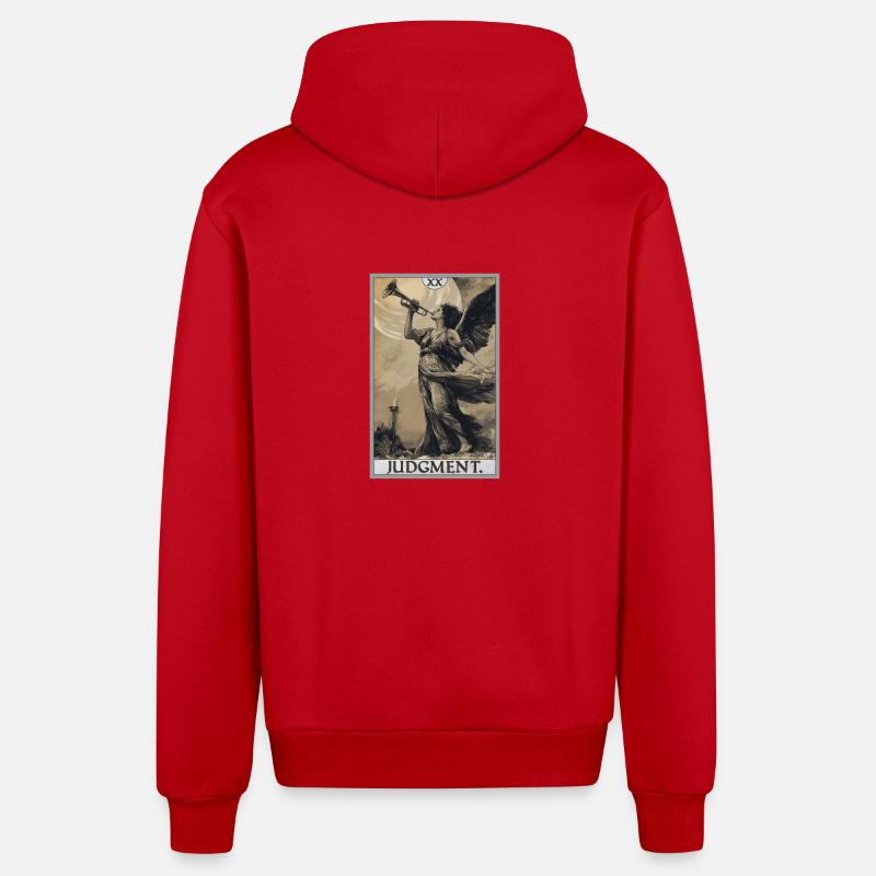 Tarotkarten Tarotkarte 20 Judgment Gericht - Organic Relaxed Kapuzenjacke Made in EU - Rot