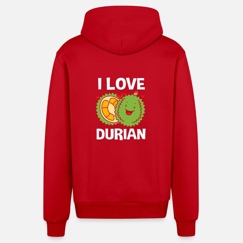 Fruit de durian thaïlandais - Veste à capuche bio décontractée fabriquée en UE - rouge