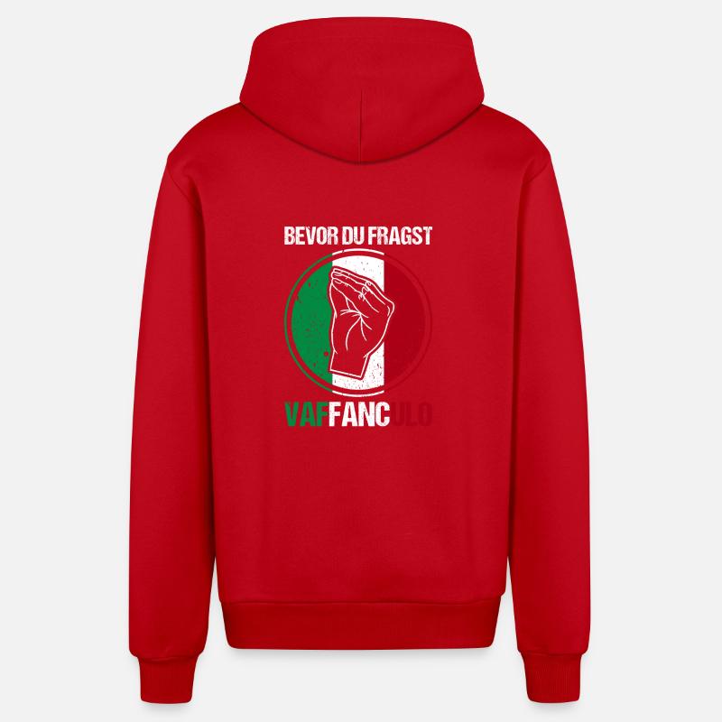 Italie Italien Vaffanculo - Veste à capuche bio décontractée fabriquée en UE - rouge