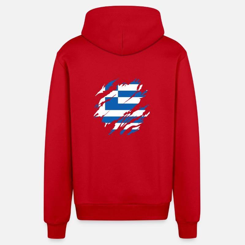 Grecs Grèce - Veste à capuche bio décontractée fabriquée en UE - rouge