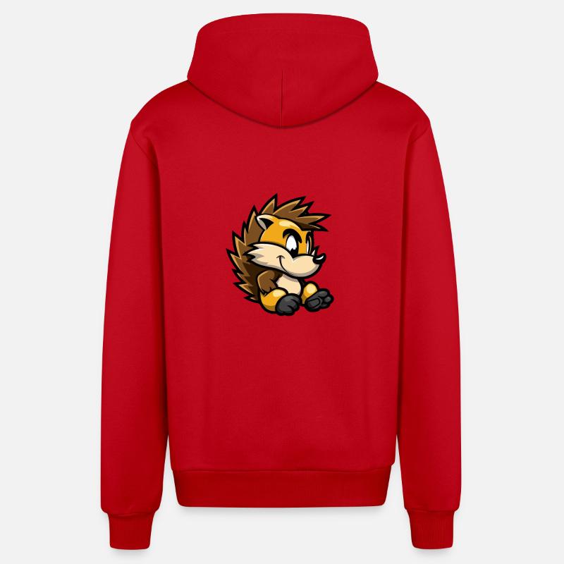 Bande dessinée hérisson - Veste à capuche bio décontractée fabriquée en UE - rouge