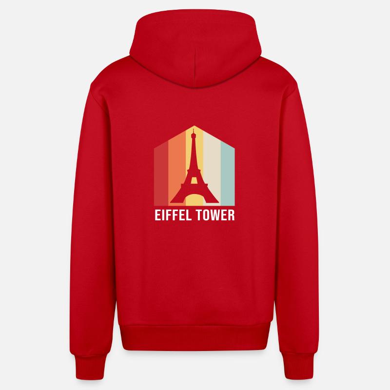Frankreich Eiffelturm - Organic Relaxed Kapuzenjacke Made in EU - Rot