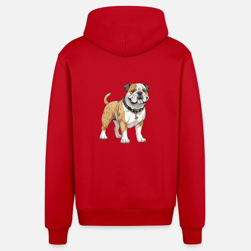 Chien bouledogue - Veste à capuche bio décontractée fabriquée en UE - rouge