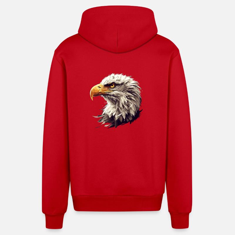Pygargue à tête blanche Weißkopfseeadler - Veste à capuche bio décontractée fabriquée en UE - rouge