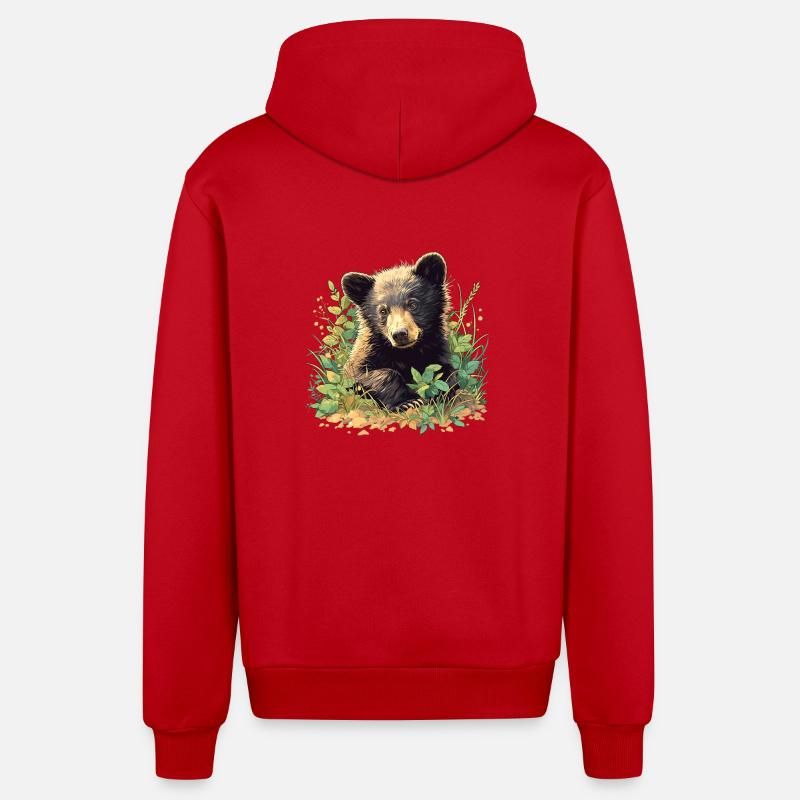 Ours Bären Bär - Veste à capuche bio décontractée fabriquée en UE - rouge