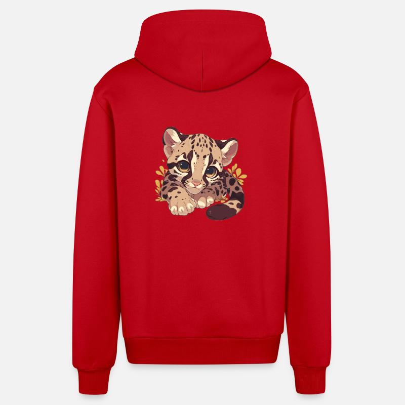 Clouded Leopard Nebelparder - Organic Relaxed Kapuzenjacke Made in EU - Rot