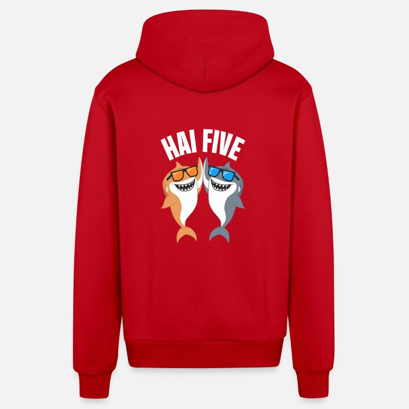 Requin Requin Requins Requin - Veste à capuche bio décontractée fabriquée en UE - rouge