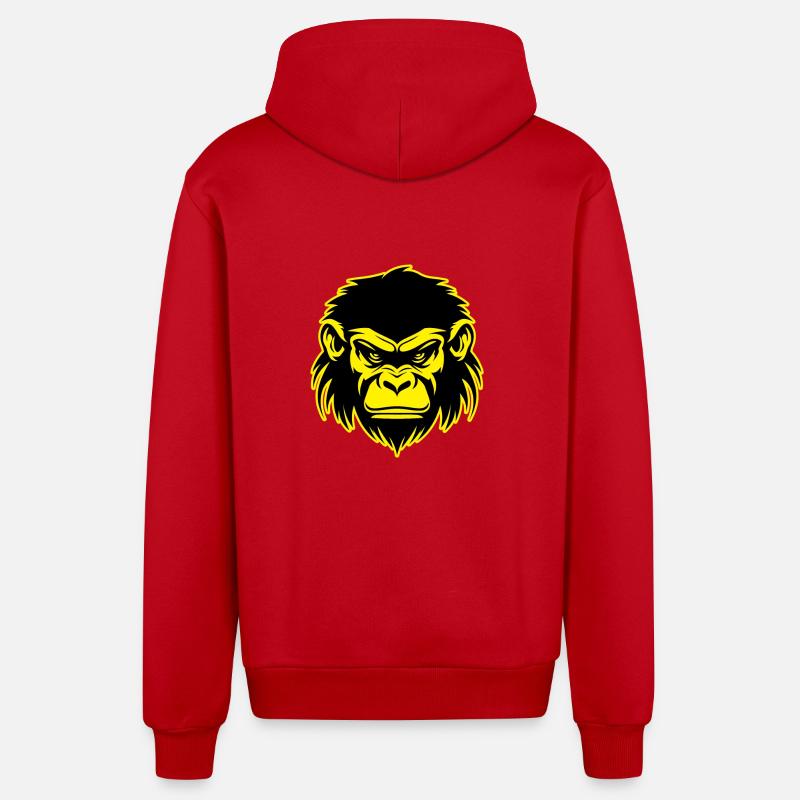 Portrait d’animal de singe - Veste à capuche bio décontractée fabriquée en UE - rouge