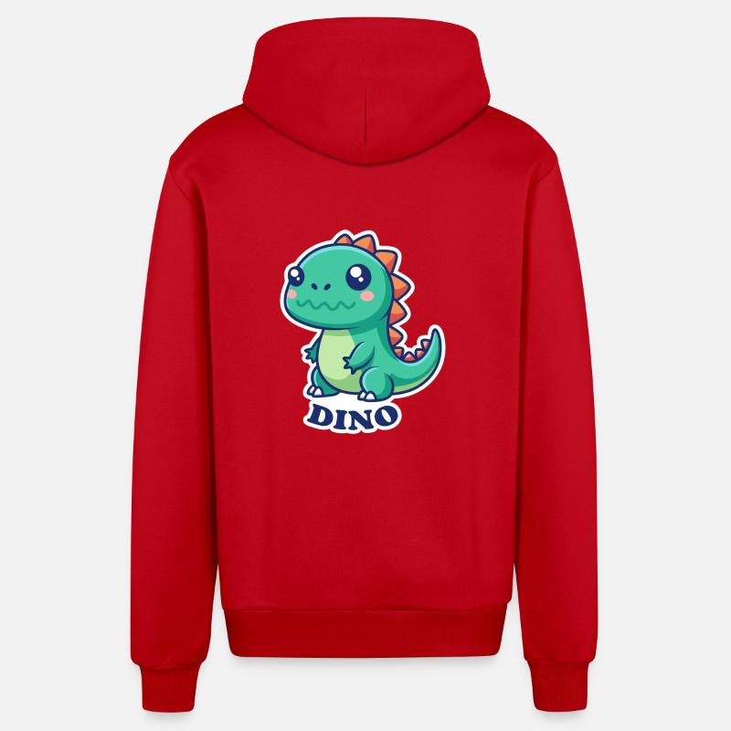DINOSAURE - Veste à capuche bio décontractée fabriquée en UE - rouge