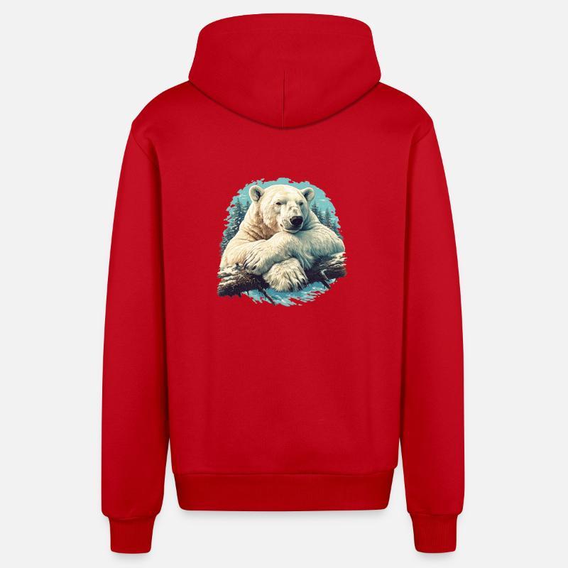 Polar Bear Eisbären Eisbär - Organic Relaxed Kapuzenjacke Made in EU - Rot