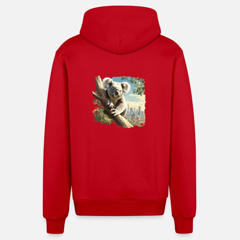 Koalas Koala - Veste à capuche bio décontractée fabriquée en UE - rouge
