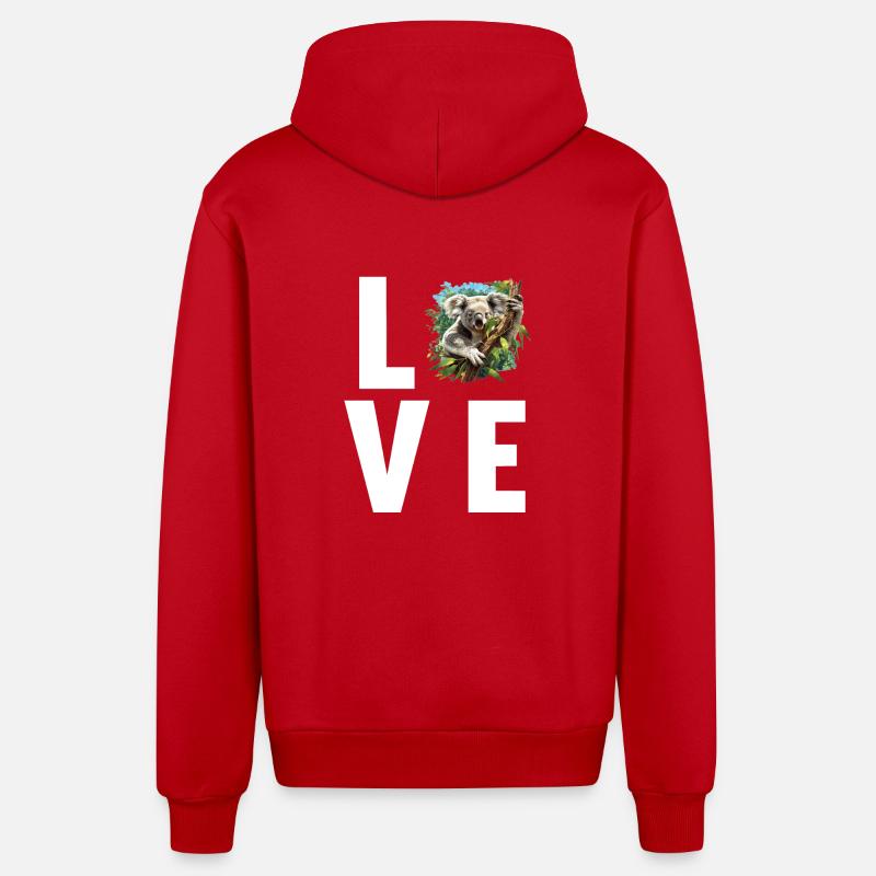 Koalas Koala - Veste à capuche bio décontractée fabriquée en UE - rouge