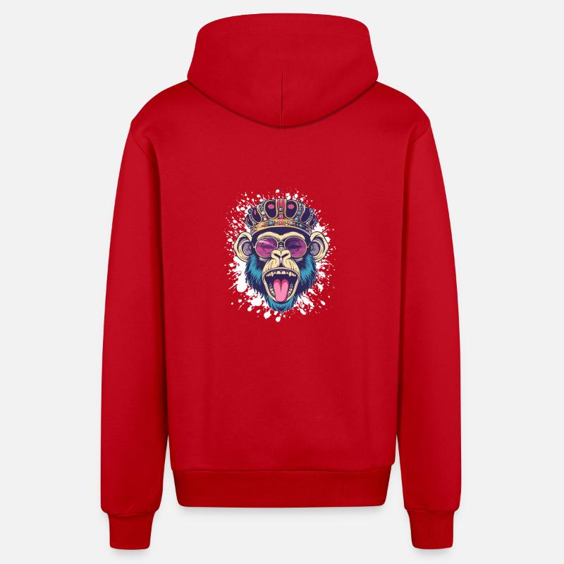 Affe Comic - Organic Relaxed Kapuzenjacke Made in EU - Rot