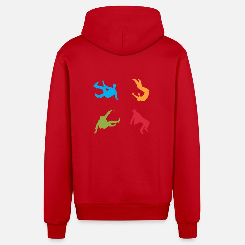 Parkour Traceur Freerunner - Veste à capuche bio décontractée fabriquée en UE - rouge