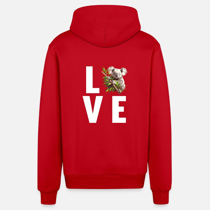 Koalas Koala - Veste à capuche bio décontractée fabriquée en UE - rouge